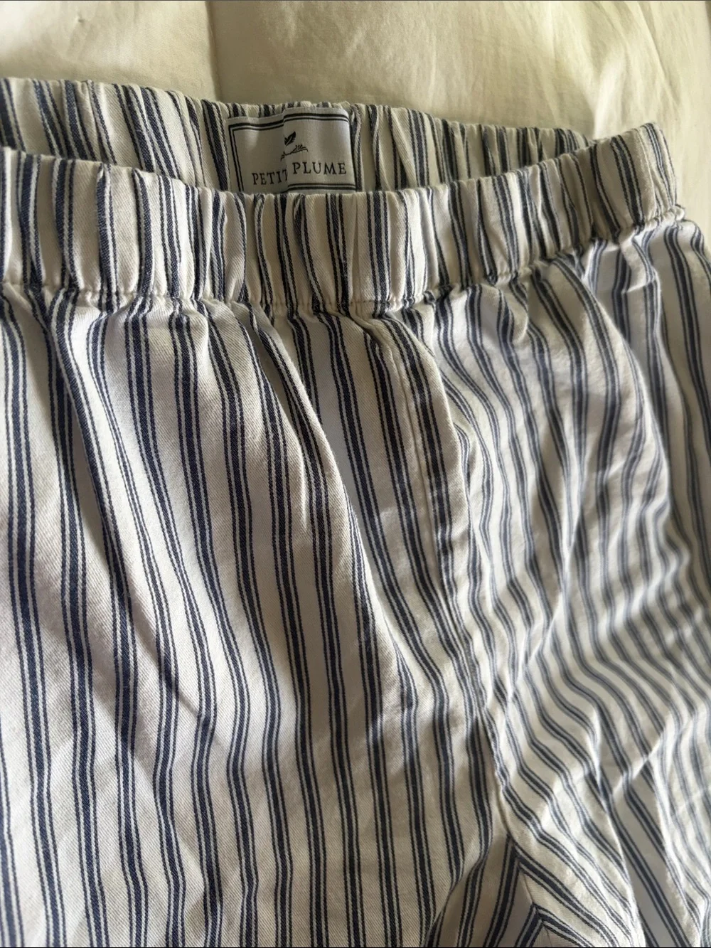 Kids White and Navy Striped Pajama Pants